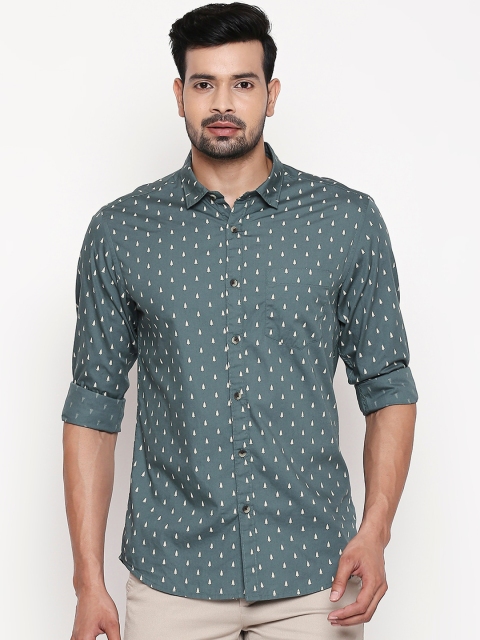 

BYFORD by Pantaloons Men Green Slim Fit Printed Casual Shirt