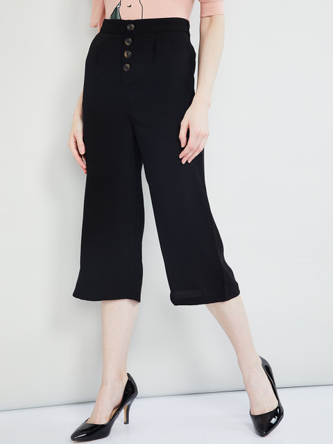 

max Women Black Regular Fit Solid Culottes