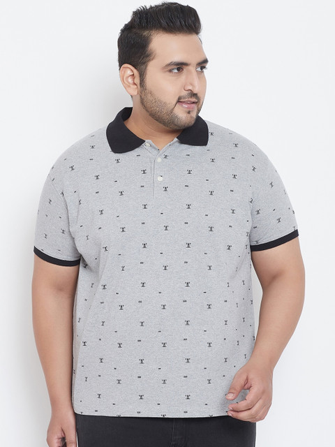 

bigbanana Men Grey Printed Polo Collar T-shirt