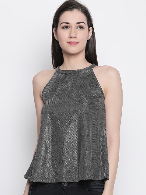 

Forever Glam by Pantaloons Women Silver-Toned Self Design A-Line Top