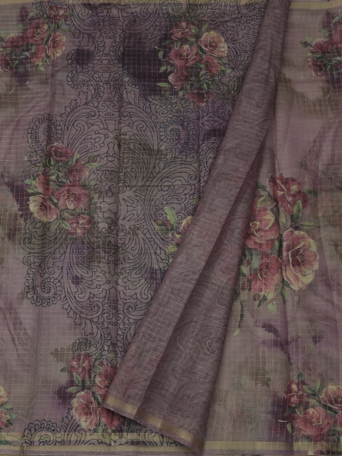 

Pothys Pink Printed Jute Silk Saree