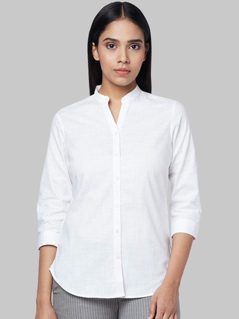 

Park Avenue Woman Women White Regular Fit Solid Casual Shirt