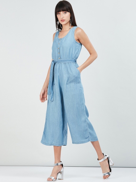 

max Women Blue Solid Culotte Jumpsuit