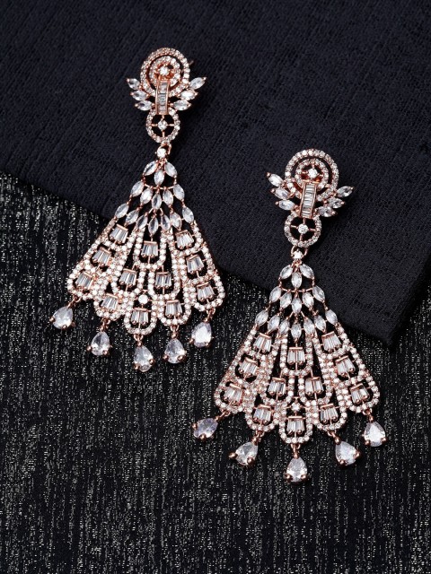 

Bhana Fashion Rose Gold-Plated Contemporary Drop Earrings