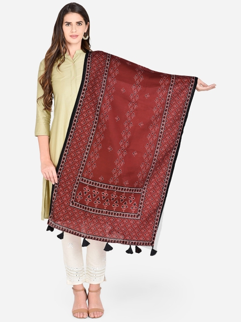 

Dupatta Bazaar Maroon Kalamkari Printed Dupatta