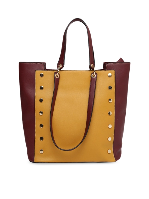

Sugarush Burgundy & Mustard Yellow Colourblocked Tote Bag