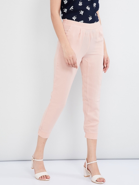 

max Women Pink Slim Fit Solid Joggers