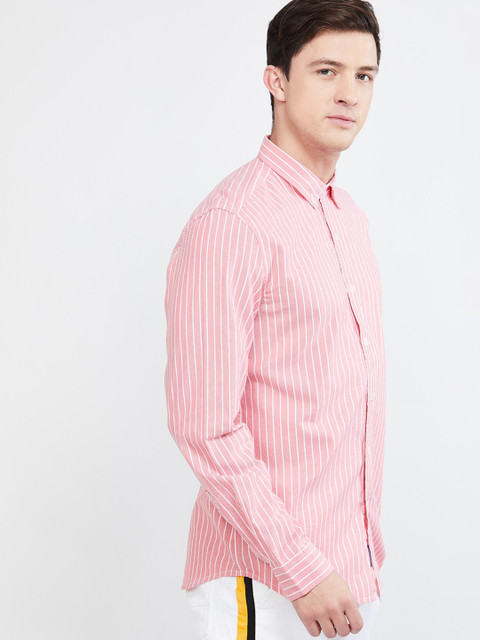 

max Men Red & White Regular Fit Striped Casual Shirt