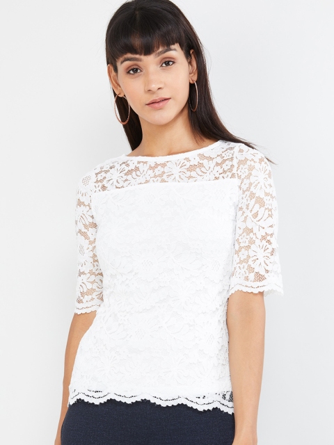 

max Women Off-White Self Design Top