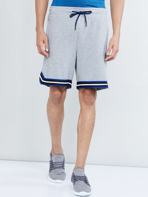 

max Men Grey Melange Solid Lounge Shorts