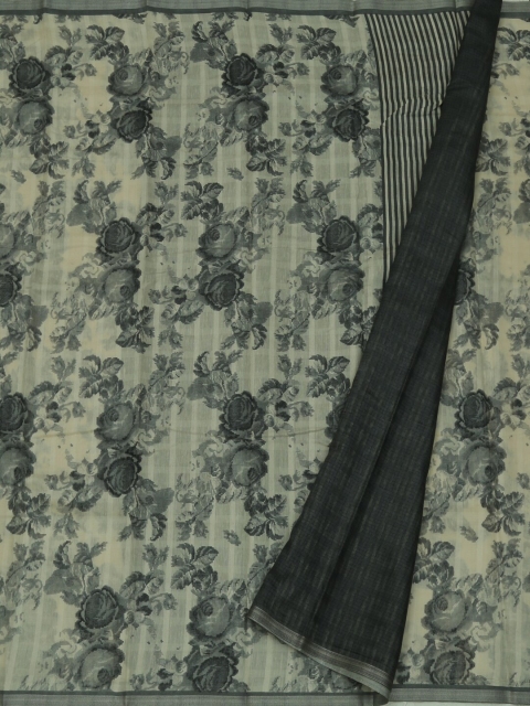 

Pothys Cream-Coloured Solid Linen Blend Saree