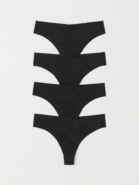 

H&M Women Black Solid 4-Pack Brazilian Briefs