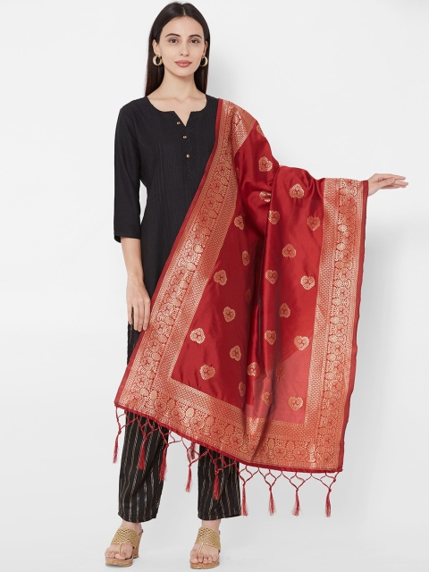 

Satrani Red & Gold-Toned Woven Design Dupatta