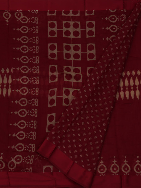 

Pothys Maroon & Cream Linen Blend Printed Saree
