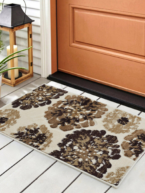 

SPACES Cream-Coloured & Beige Floral Printed Esperenza Door Mat