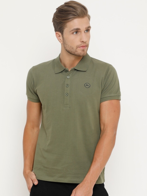 

Masculino Latino Men Olive Green Solid Polo Collar T-shirt
