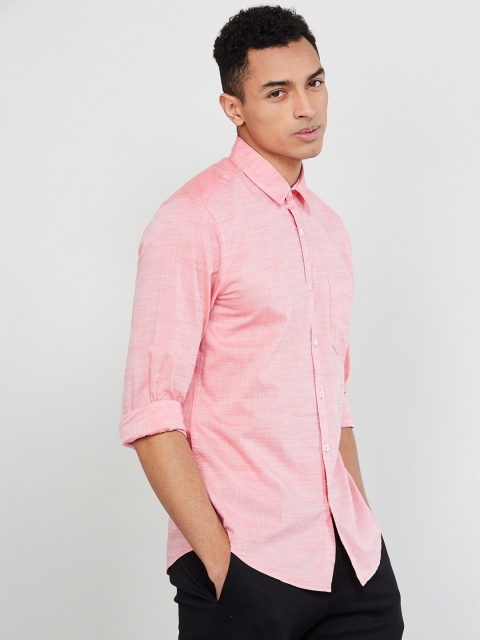 

max Men Pink Regular Fit Solid Casual Shirt