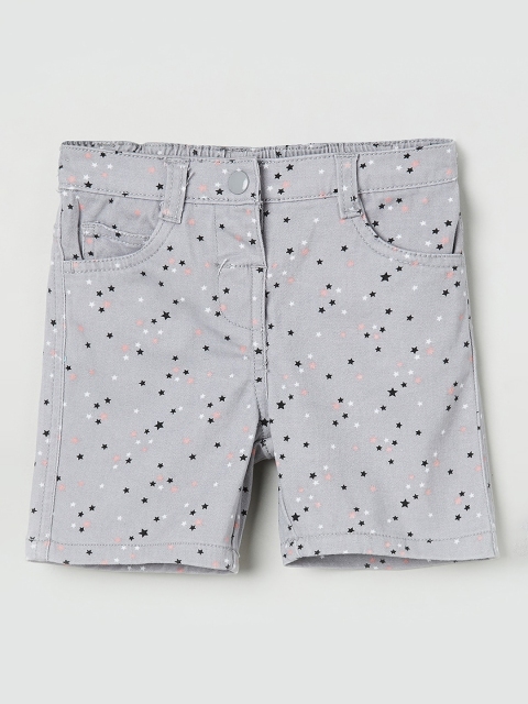 

max Girls Grey Printed Regular Shorts