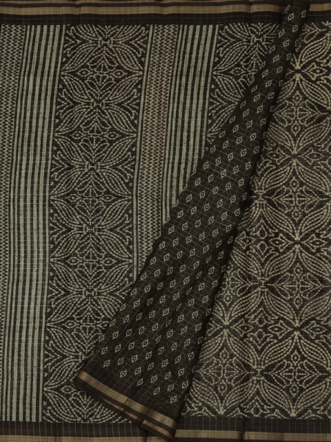 

Pothys Brown Printed Jute Silk Saree