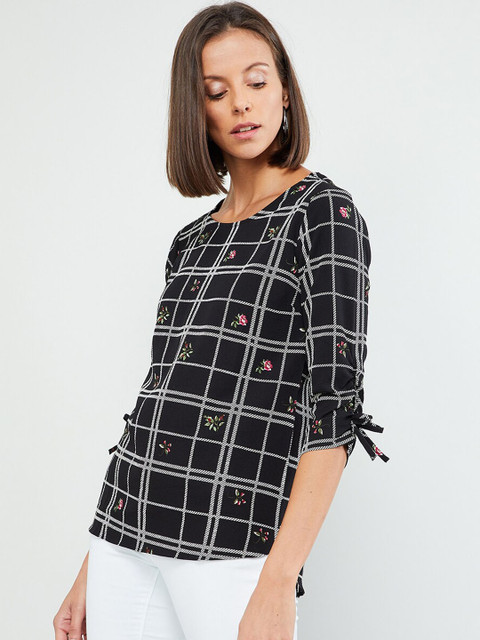 

max Women Black & White Checked Top