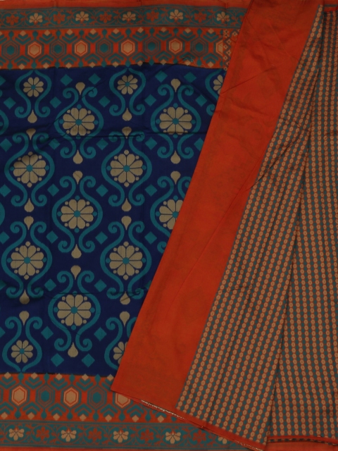 

Pothys Blue & Orange Jute Silk Woven Design Saree