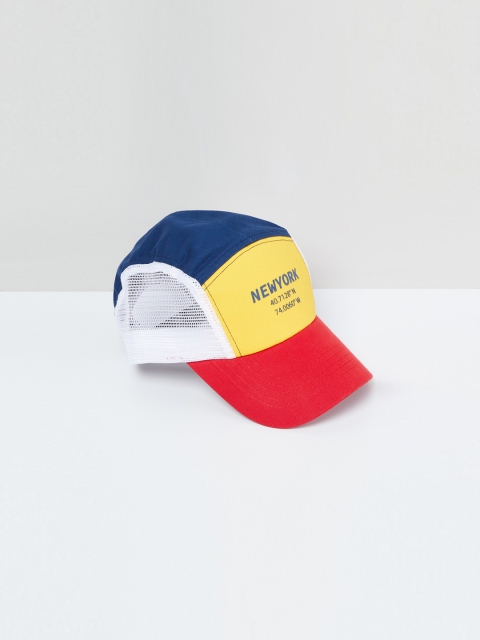

max Boys Navy Blue & Yellow Colourblocked Baseball Cap