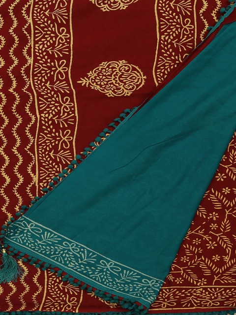 

Pothys Maroon Striped Pure Cotton Saree