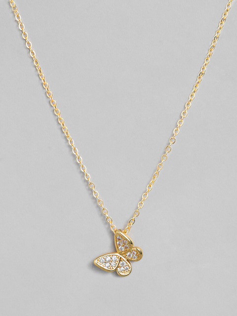Tokyo Talkies X Rubans Gold Plated Handcrafted Butterfly Pendant with Chain