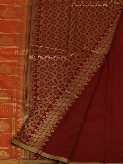 

Pothys Orange Checked Art Silk Saree