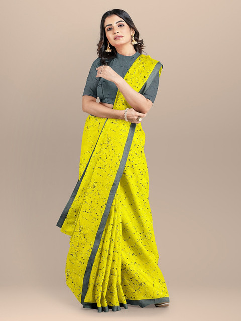 

BharatSthali Yellow Woven Design Pure Cotton Sustainable Saree