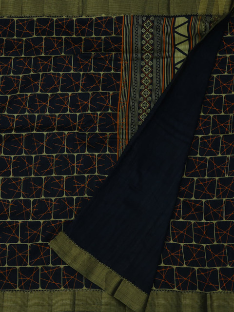 

Pothys Navy Blue Striped Jute Silk Saree