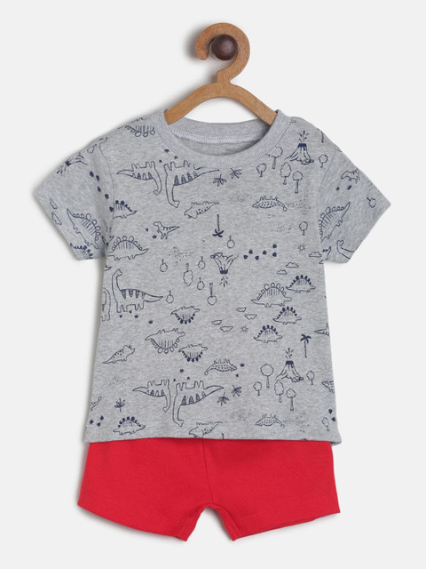 

MINI KLUB Boys Grey & Red Printed T-shirt with Shorts