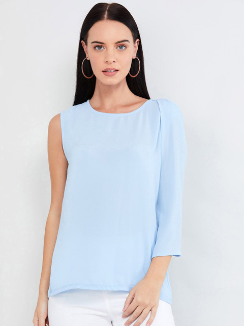 

max Women Blue Solid Top
