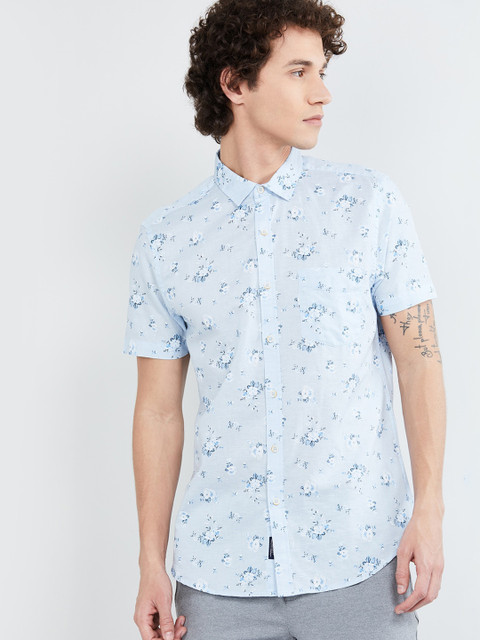 

max Men Blue Regular Fit Printed Casual Shirt