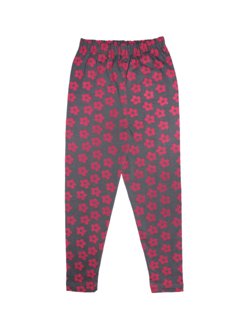 

KiddoPanti Girls Grey Printed Ankle-Length Leggings