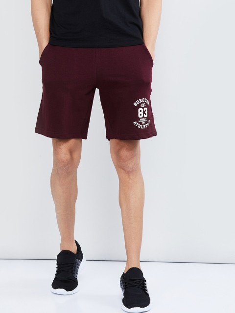 

max Men Burgundy Solid Lounge Shorts
