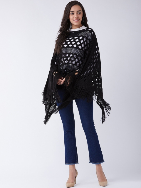

InWeave Women Black Solid Poncho Sweater