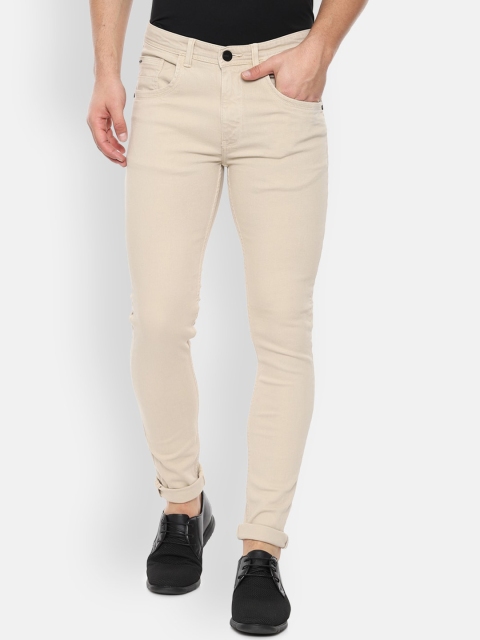 

V Dot Men Beige Skinny Fit Mid-Rise Clean Look Stretchable Jeans