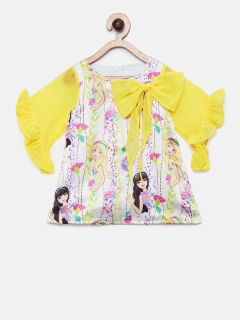 

Barbie by Many Frocks & Girls Yellow Printed A-Line Dress