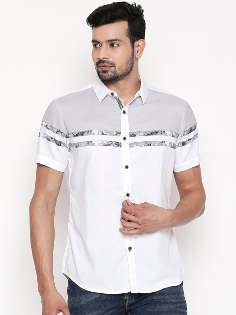 

Urban Ranger by pantaloons Men White & Grey Slim Fit Colourblocked Casual Shirt