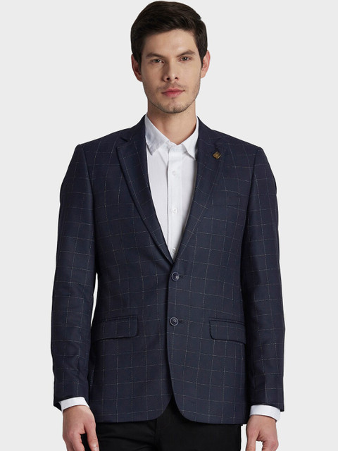 

ColorPlus Men Navy Blue Checked Blazer