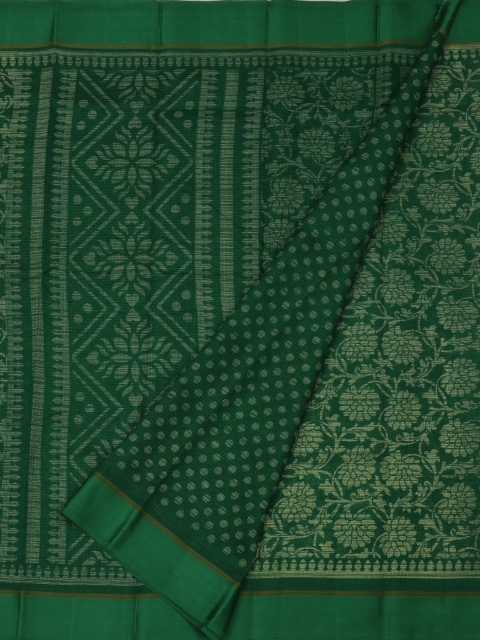

Pothys Green & White Linen Blend Printed Saree