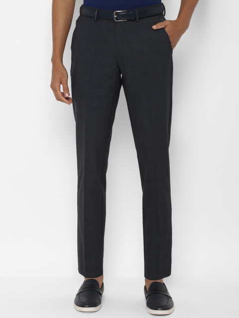 

Allen Solly Men Navy Blue Slim Fit Checked Formal Trousers