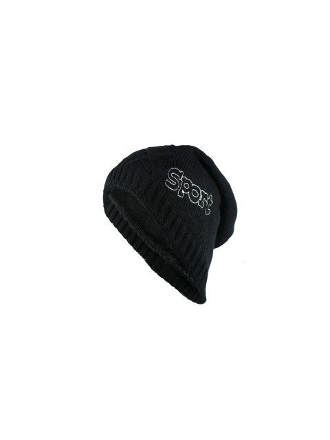 

Bunnywave Unisex Black Self Design Beanie