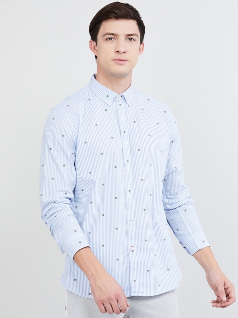 max Men Blue Regular Fit Striped Casual Shirt