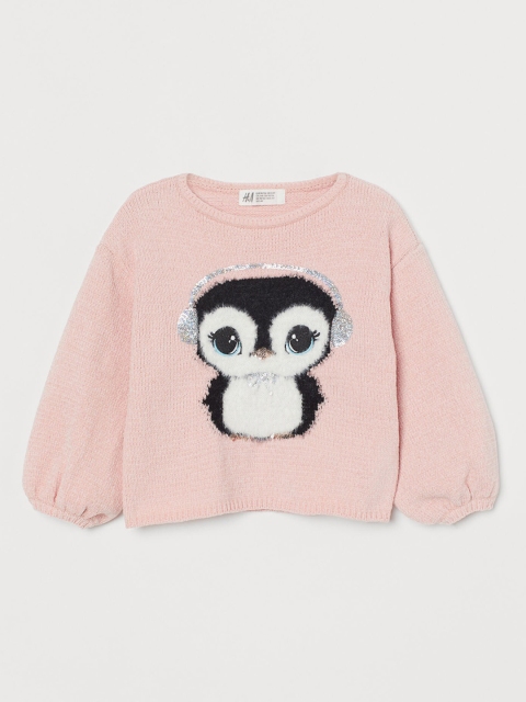 

H&M Girls Pink Intarsia-Motif Chenille Jumper