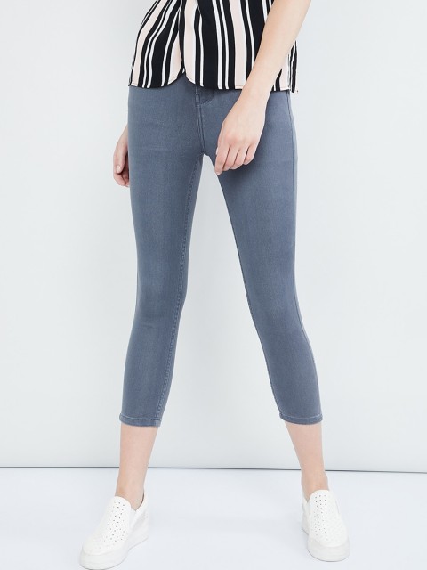 

max Women Grey Skinny Fit Mid-Rise Clean Look Stretchable Jeans