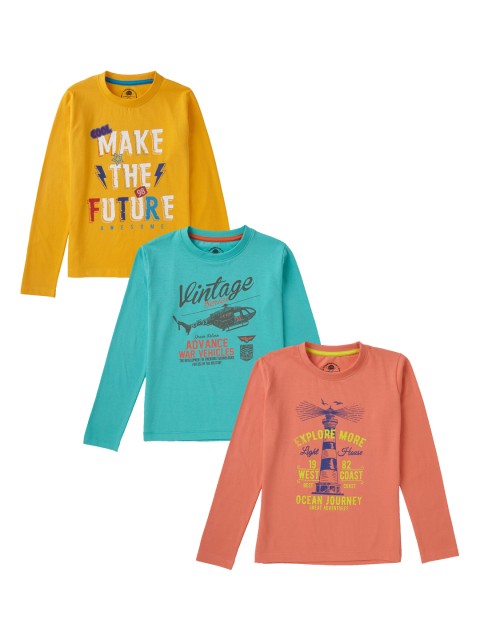 

Cub McPaws Boys Coral Printed Round Neck T-shirt