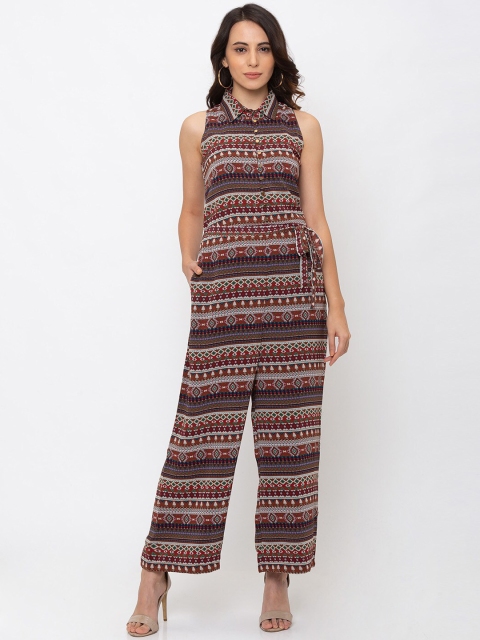 

Iti Women Brown Printed Basic Jumpsuit
