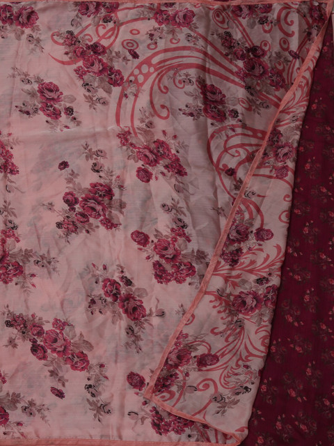 

Pothys Pink & Maroon Poly Georgette Printed Saree